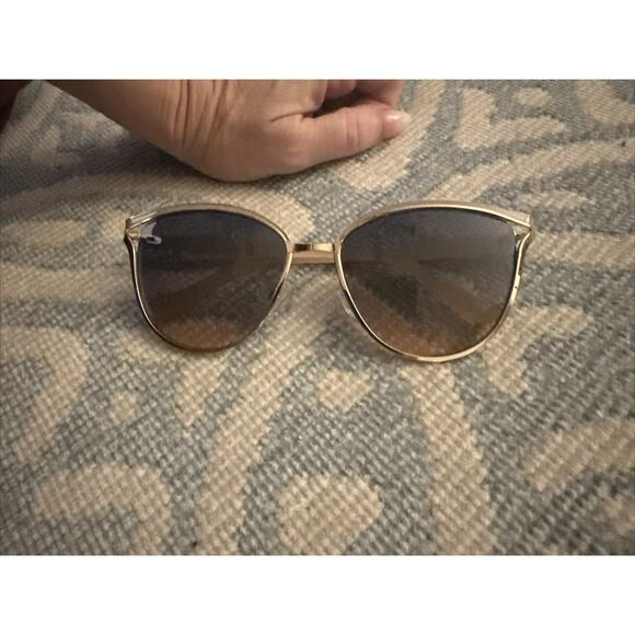 TAHARI Women’s Nude Enamel Gold Accent Cat Eye-rimmed Sunglasses TH895-GLDND - Picture 13 of 16